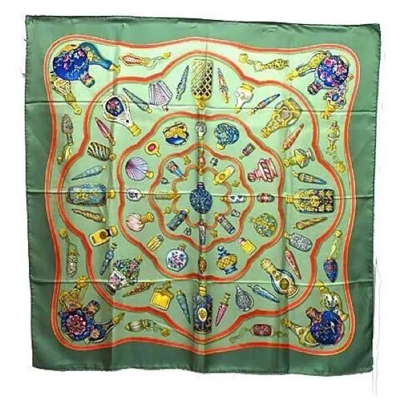 Hermes Silk Scarf Q’importe Le Flacon Green